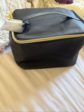 Black Makeup Bag with Gold Zipper